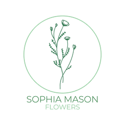 The logo of Sophia Mason flowers. It's a green line drawing of two wildflowers.